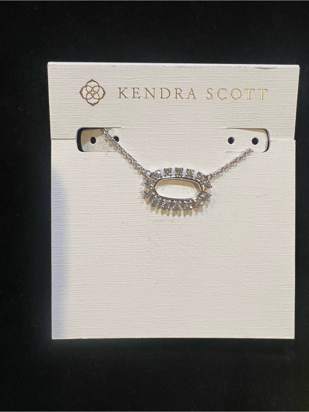 Kendra Scott Elissa Silver Crystal Oval Halo Necklace
